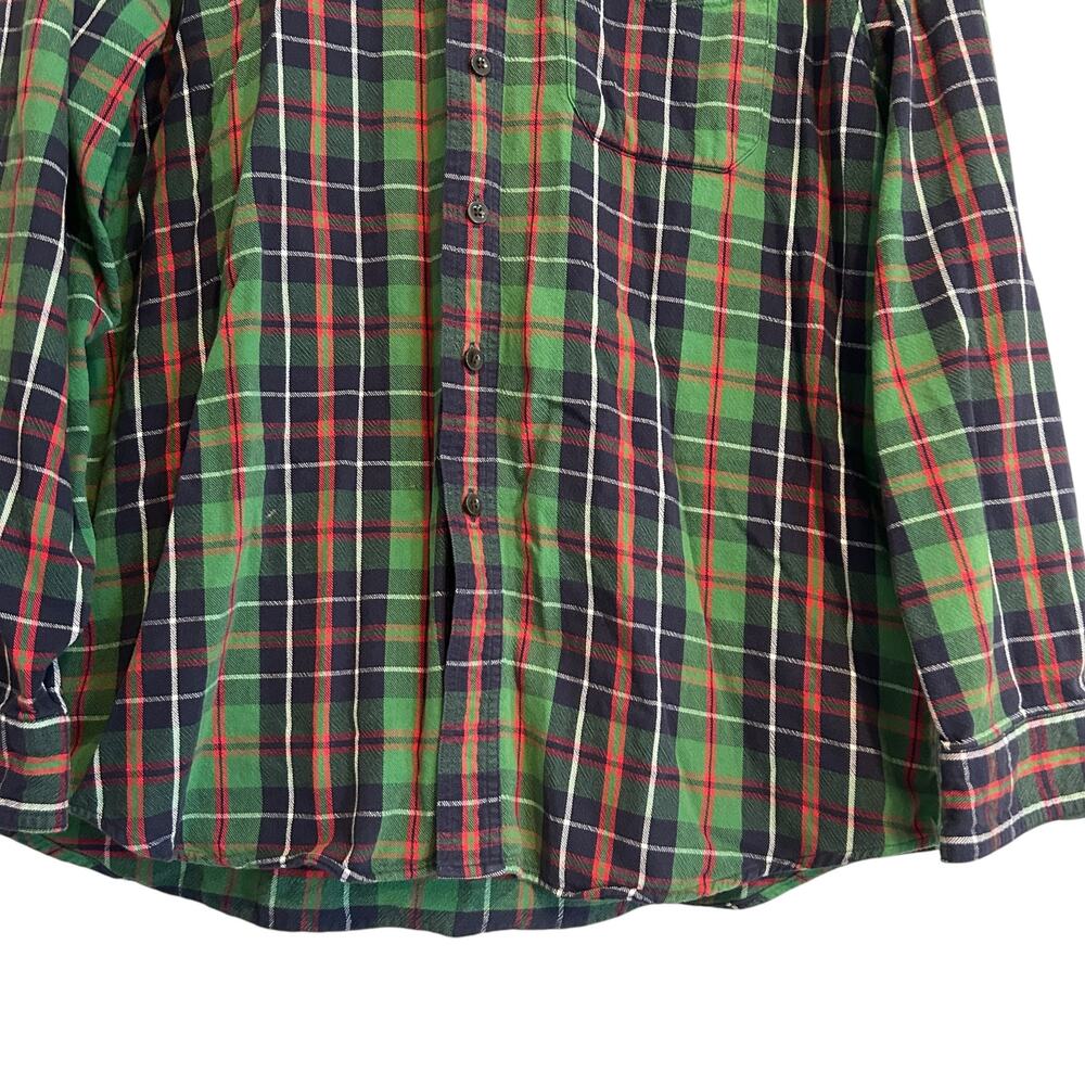 LL Bean Green White Plaid Button Down Shirt Mens Sz Large Traditional Fit Cotton - Picture 9 of 16